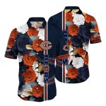 Floral Navy Chicago Bears Tropical Hawaiian Shirt