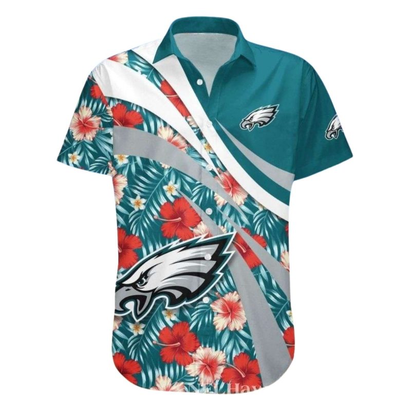 Floral Stripe Philadelphia Eagles Hawaiian Aloha Shirt 1