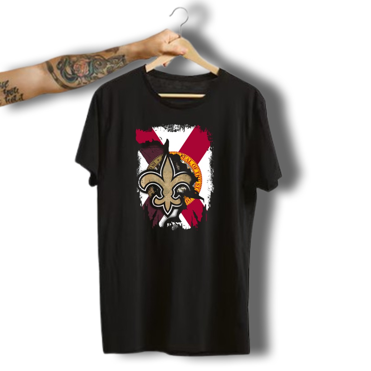 Florida-State-Flag-With-New-Orleans-Saints-Fleur-De-Lis-T-Shirt-1_t-shirt-3_4