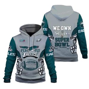 Fly Eagles Fly We Own The Lvii Super Bowl Philadelphia Eagles SB Champion 2023 All Over Print Hoodie