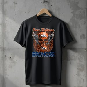 Foo Fighters Denver Broncos Skull Wings Chain Orange T-Shirt