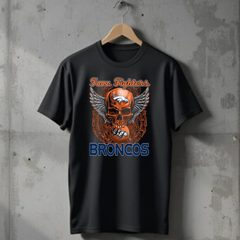 Foo Fighters Denver Broncos Skull Wings Chain Orange T Shirt 1 T Shirt 1