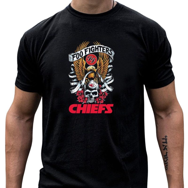 Foo Fighters Kansas City Chiefs Skull Eagle Wings Floral Banner T Shirt T Shirt 1 1