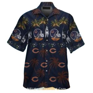 Football Helmet Chicago Bears Aloha Shirt With Tropical Touch