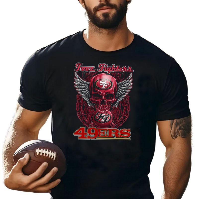 Fooz Fighters Sf 49Ers Skull Wings Chain T Shirt T Shirt 1