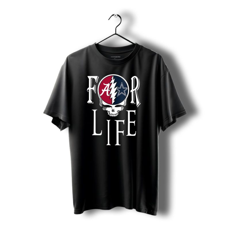 For Life Alabama Crimson Tide And Dallas Cowboys Fan Skull T Shirt 1 T Shirt 1 1