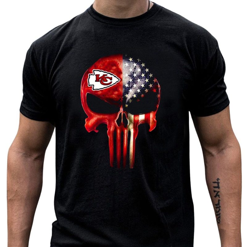 For True Kansas City Chiefs Fan Only American Flag Skull T Shirt T Shirt 1 1