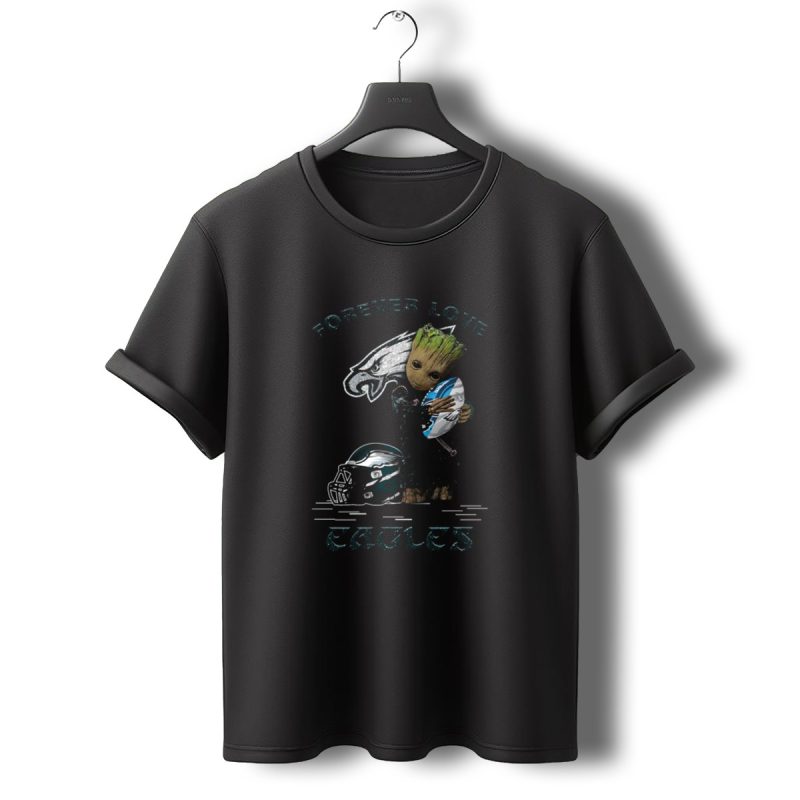 Forever Love Eagles Groot Hugging Football Philadelphia Helmet T Shirt T Shirt 0 1