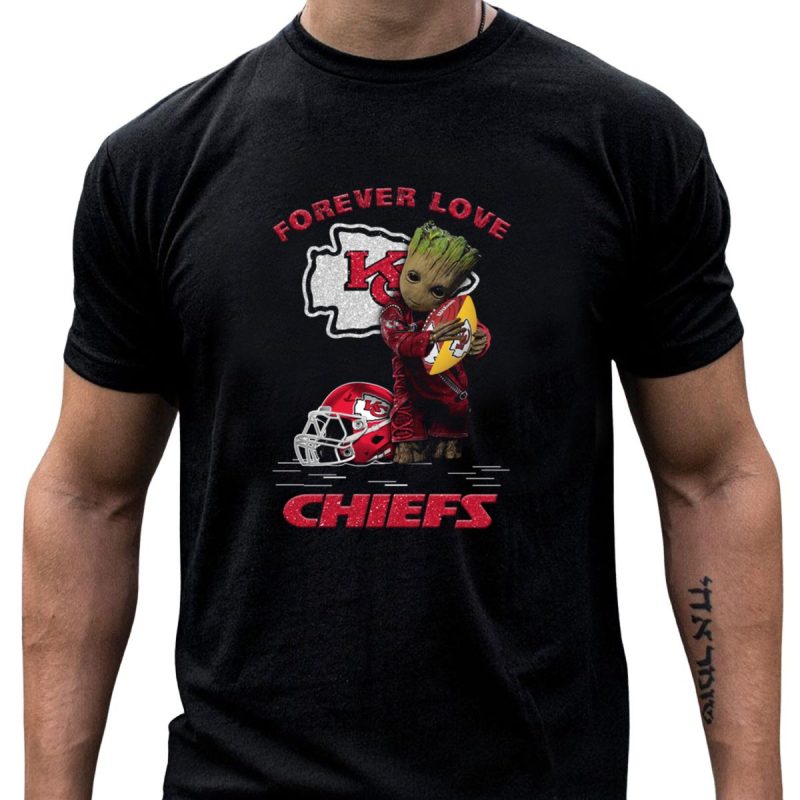 Forever Love Kansas City Chiefs Groot Football Helmet T Shirt T Shirt 1 1