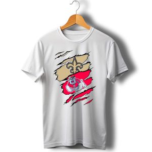 Fresno State Bulldogs And New Orleans Saints Emblem Fusion T Shirt