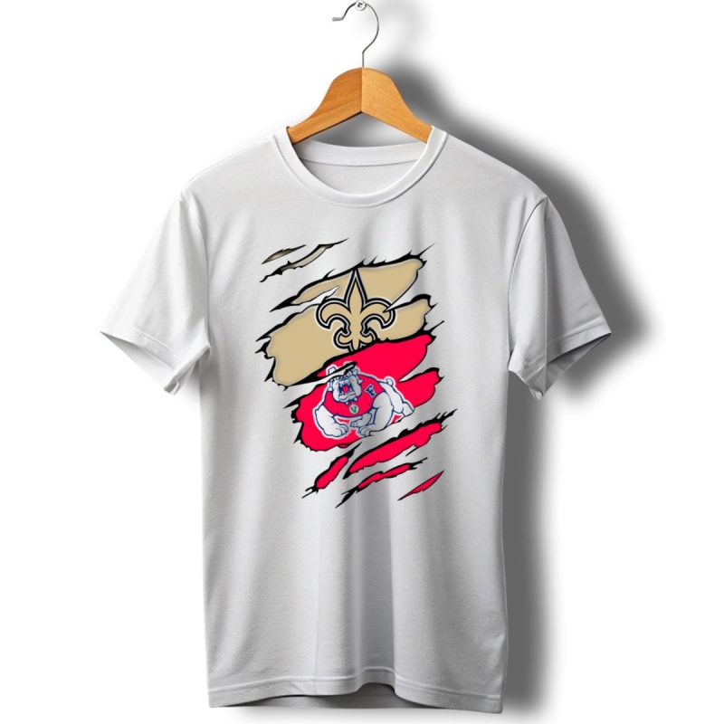 Fresno-State-Bulldogs-And-New-Orleans-Saints-Emblem-Fusion-T-Shirt-1_T-Shirt-1 Fresno State Bulldogs And New Orleans Saints Emblem Fusion T Shirt 1 T Shirt 1