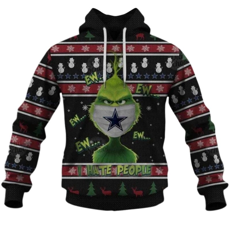 Funny Grinches Love Dallas Cowboys Ugly Christmas Style 2025 Aop Hoodie 1