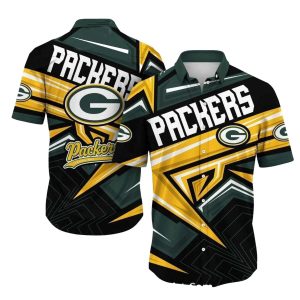 Futuristic Geometric Green Bay Packers Night Glow Hawaiian Shirt