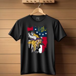 Georgia Flag With Vikings Fusion T Shirt