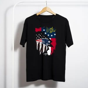 Georgia State Flag New England Patriots American Flag Fusion T-Shirt