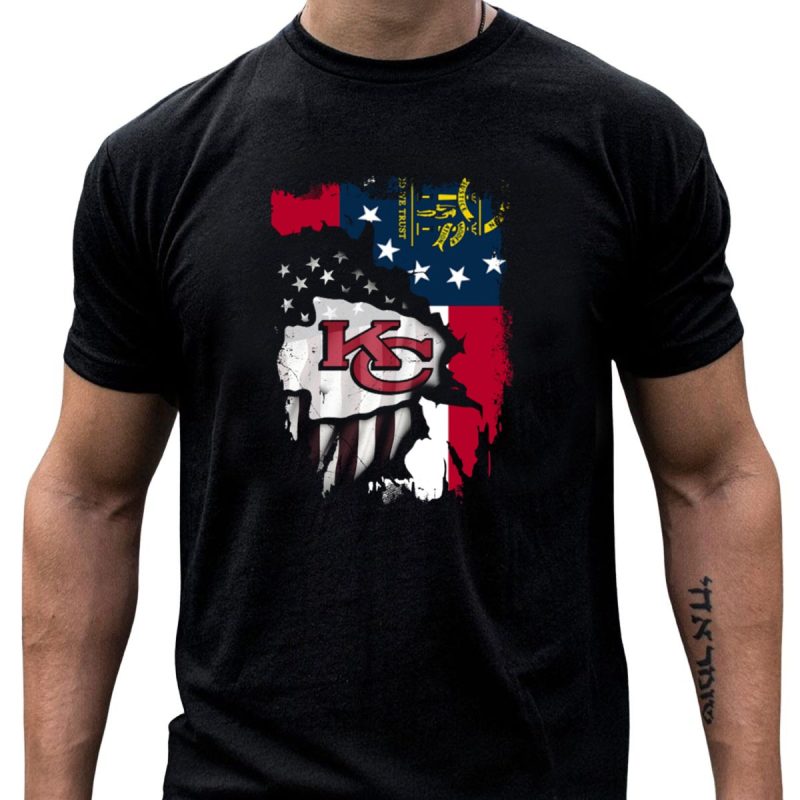 Georgia State Flag With Kansas City Chiefs Logo American Flag Elements T Shirt T Shirt 1 1