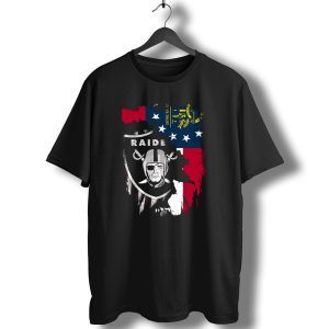 Georgia State Flag With Raiders Logo Together T-Shirt