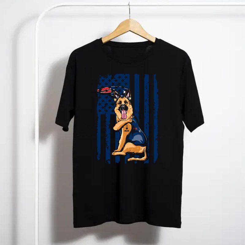 German Shepherd I Love Mom New England Patriots Fan Usa Flag T Shirt T Shirt 1