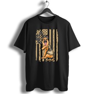 German Shepherd I Love Mom New Orleans Saints Fleur De Lis American Flag T Shirt