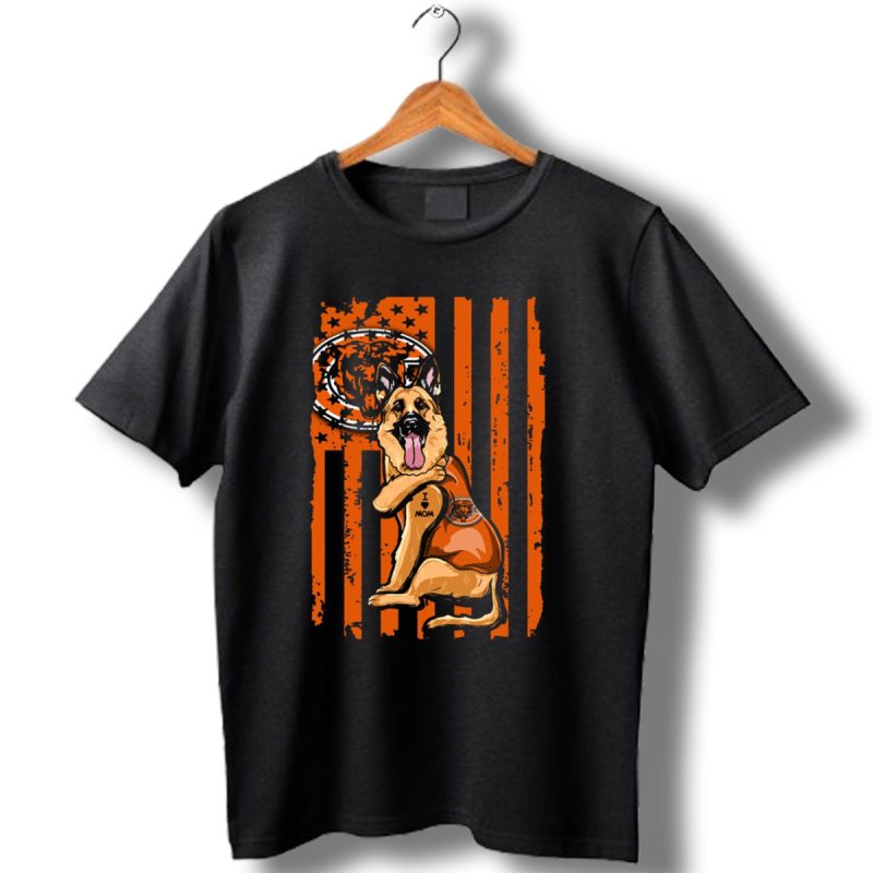 German Shepherd I Mom Chicago Bears American Flag Fan T Shirt 1 T Shirt 1