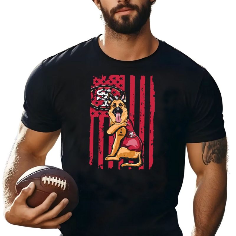German Shepherd San Francisco 49Ers I Love Mom Flag T Shirt T Shirt 1