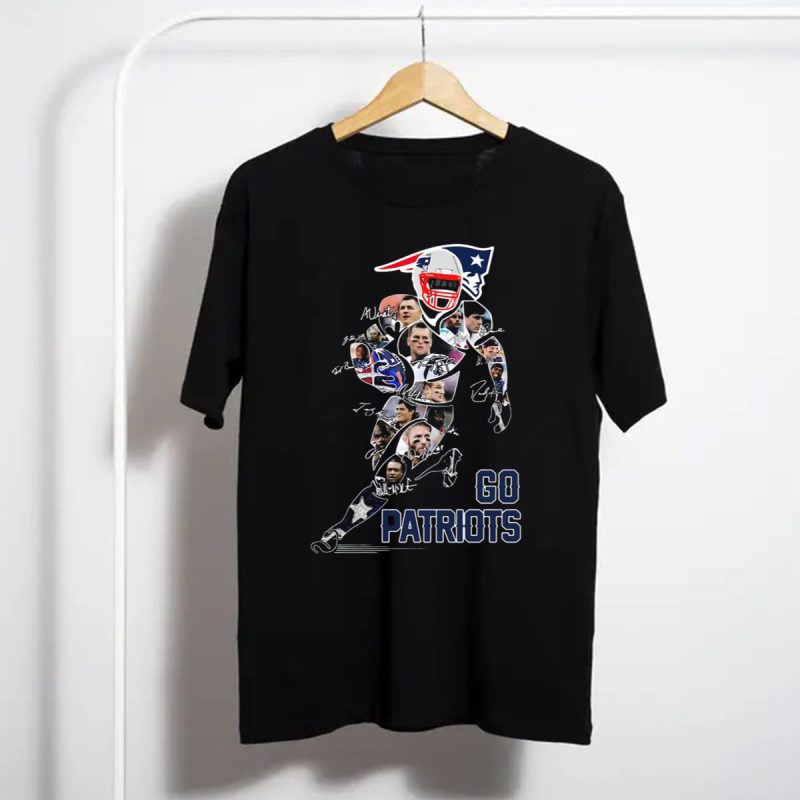 Go Patriots New England Football Player Collage And Signatures T Shirt T Shirt 1