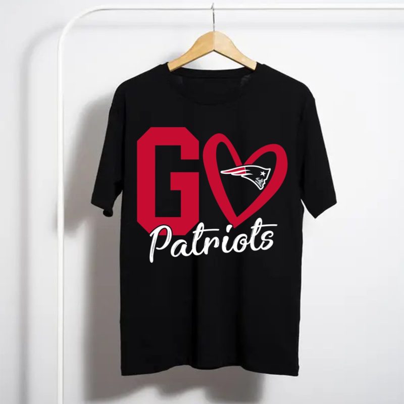 Go Patriots New England Patriots Logo Heart T Shirt T Shirt 1