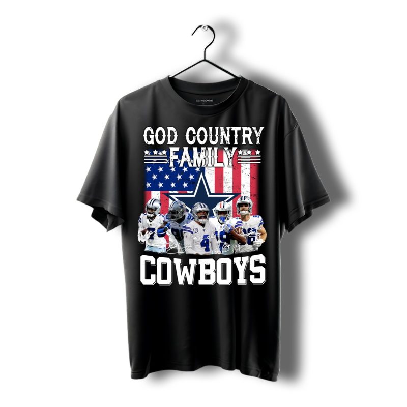 God Family Country Dallas Cowboys Signatures Us Flag Shirt T Shirt 1