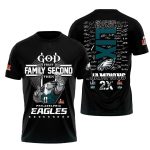 God First Family Second Then Philadelphia Eagles Signature Black AOP T-Shirt