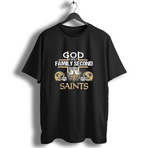 God First Family Second Then Saints Fleur De Lis Helmets T Shirt