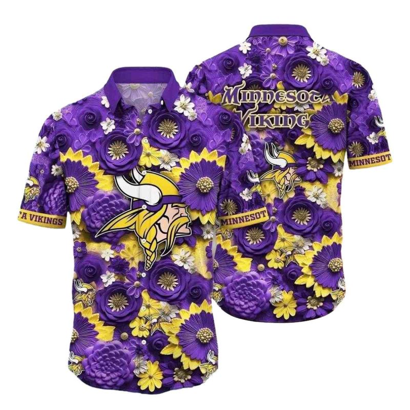 Golden Gameday Botanical Minnesota Vikings Hawaiian Shirt 1