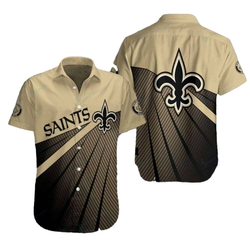 Golden Hour New Orleans Saints Striped Hawaiian Shirt 1