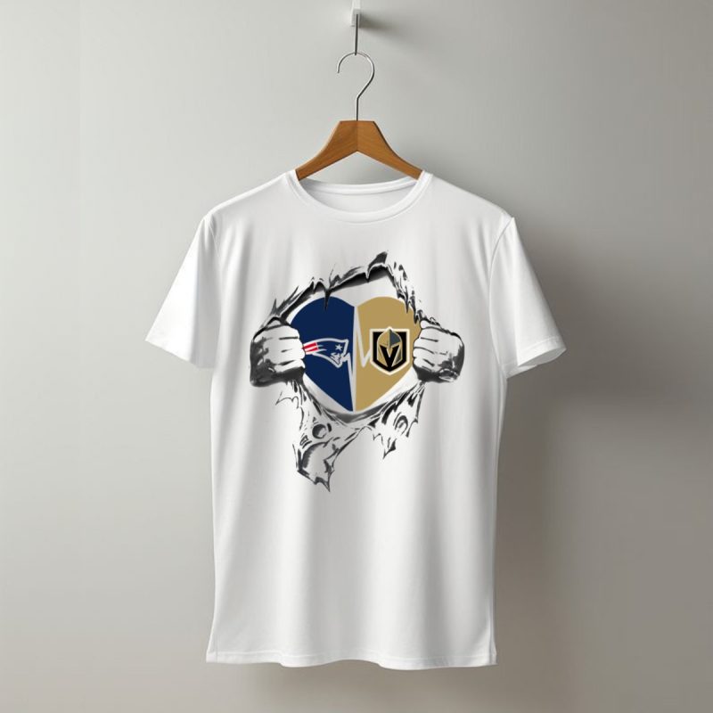 Golden Knights And Patriots Heartbeat Emblem T Shirt T Shirt 1