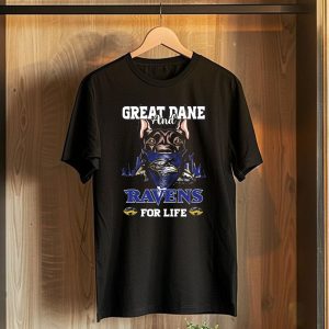 Great Dane and Ravens for Life Baltimore Ravens T-Shirt