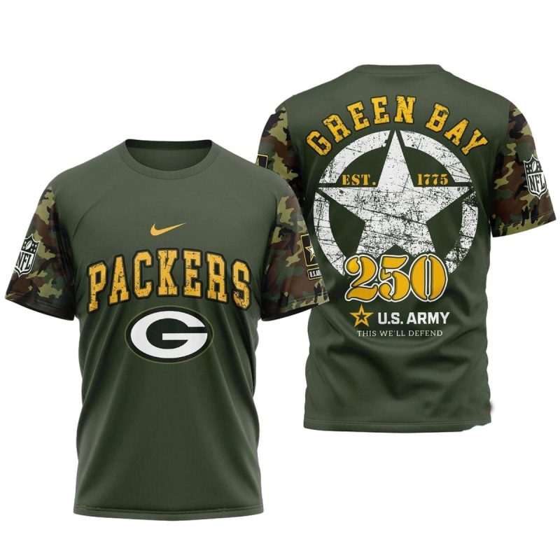 Green Bay Packer Us Army 250Th Birthday Celebration Aop T Shirt 1