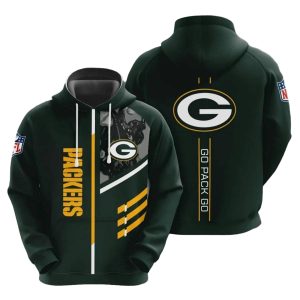 Green Bay Packers 3 lines graphic Go Pack Go AOP Hoodie