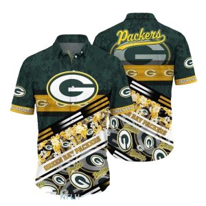 Green Bay Packers Abstract Stripes And Team Logos Hawaiian Shirt