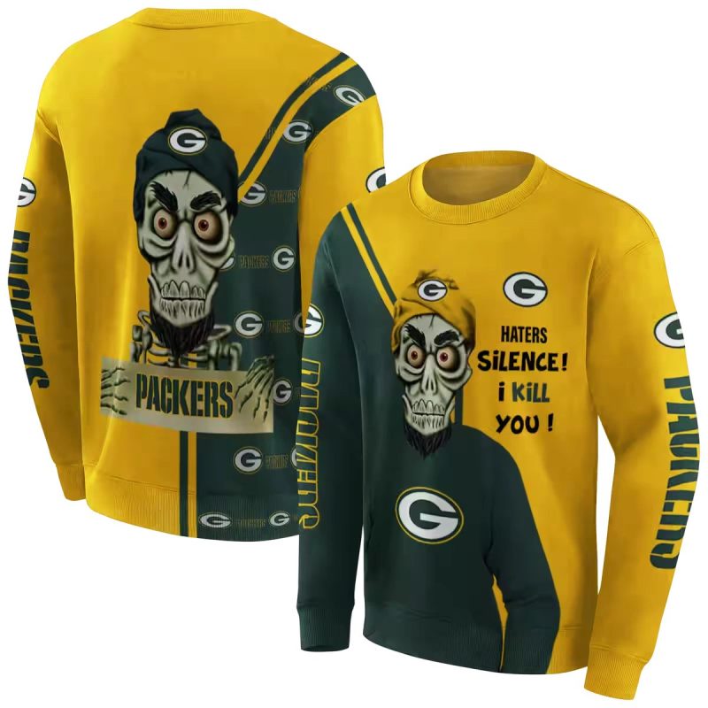 Green Bay Packers Achmed Skull Haters Silence I Kill You Green Aop Sweatshirt 1