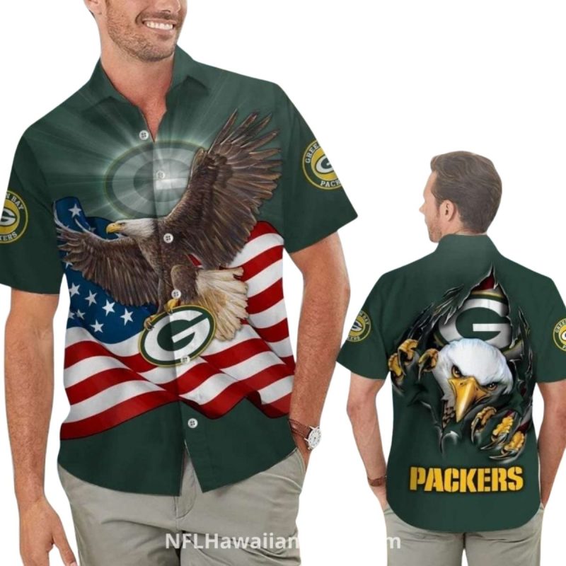 Green Bay Packers American Eagle Flag Hawaiian Shirt 1