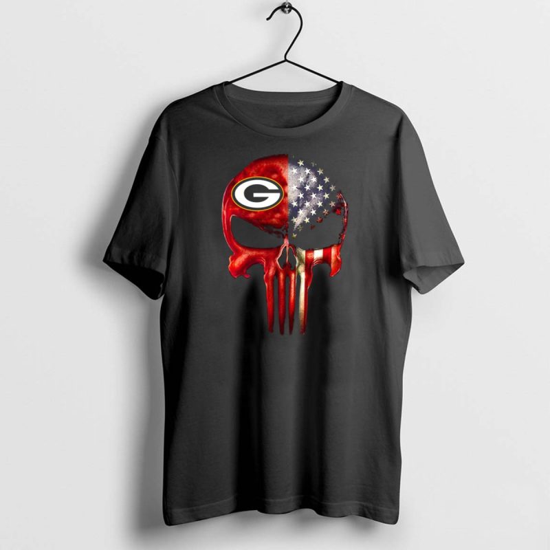 Green Bay Packers American Flag Skull T Shirt 1 1 T Shirt 1 1