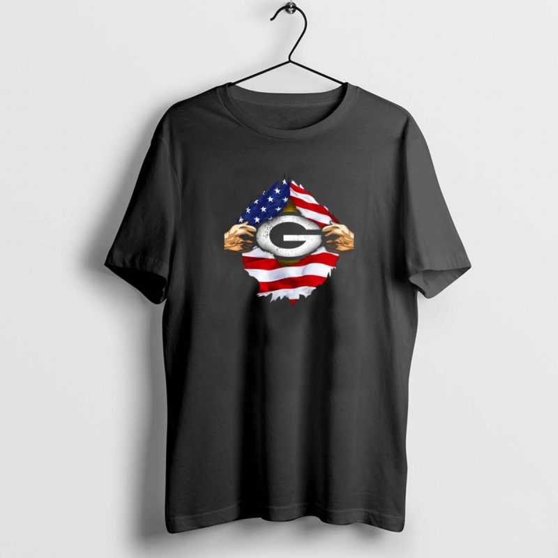 Green Bay Packers American Flag Superhero Rip T Shirt 1 1 T Shirt 1 1
