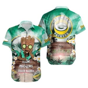 Green Bay Packers And Groot Go Pack Go Hawaiian Shirt