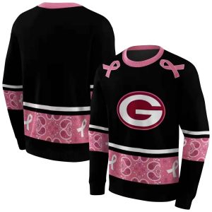 Green Bay Packers Awareness Ribbon Black Pink AOP Sweatshirt