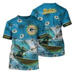 Green Bay Packers Baby Yoda Surfing AOP T-Shirt