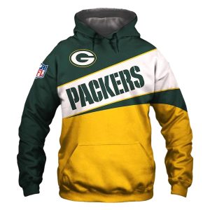 Green Bay Packers Big Logo Green White And Yellow AOP Hoodie