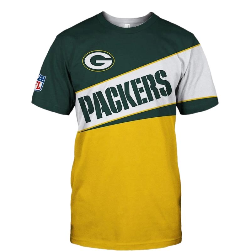 Green Bay Packers Big Logo Green White And Yellow Aop T Shirt 1