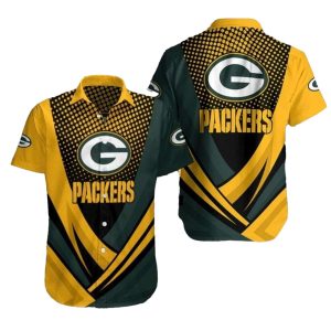 Green Bay Packers Bold Diagonal Stripe Gold Green Hawaiian Shirt