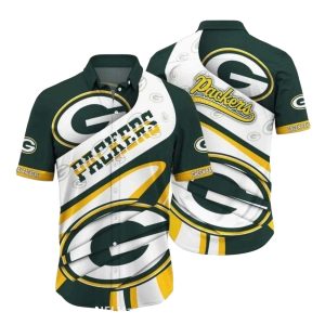 Green Bay Packers Bold Logo And Stripe Hawaiian Shirt