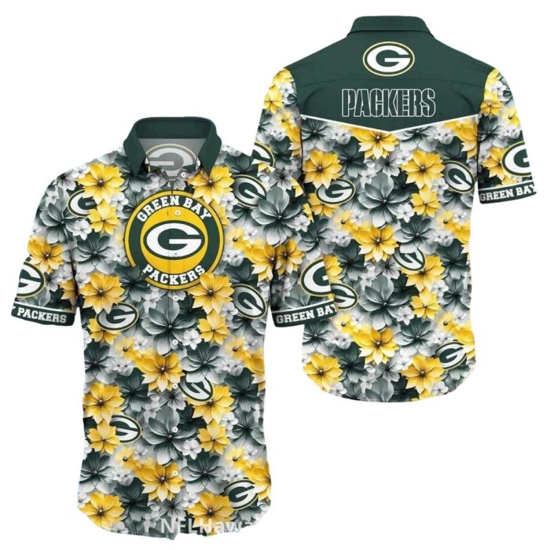 Green Bay Packers Bold Yellow Floral Hawaiian Shirt 1