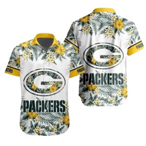 Green Bay Packers Cheerful Hibiscus Hawaiian Shirt